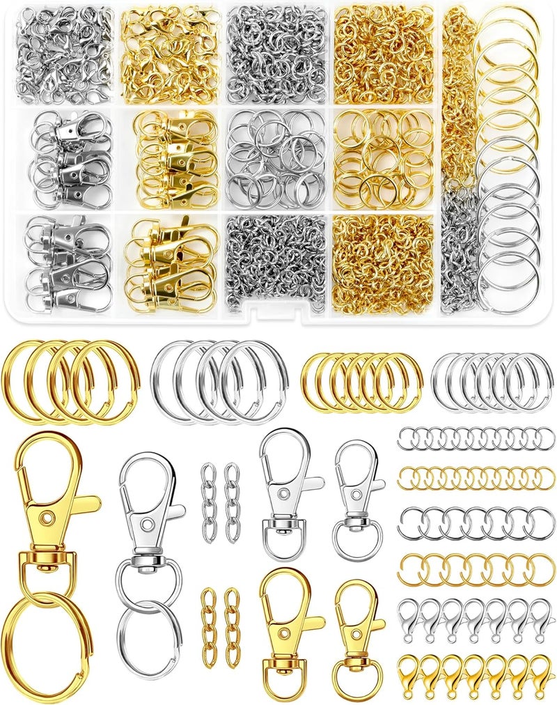 FIVEIZERO 990PCS Keychain Making Kit - Keychain kit with Key Ring, Key Chain Clip, Lobster Claw Clasps, Swivel Snap Hook, Jumprings & Extender Chain for Crafts, DIY Projects and Jewelry Making - Image 1